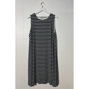 Lauren Ralph Lauren Midi Dress 3X Sleeveless Black White Striped Classic Style